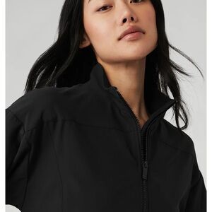 ALO Yoga Black Bomber Jacket with High Collar